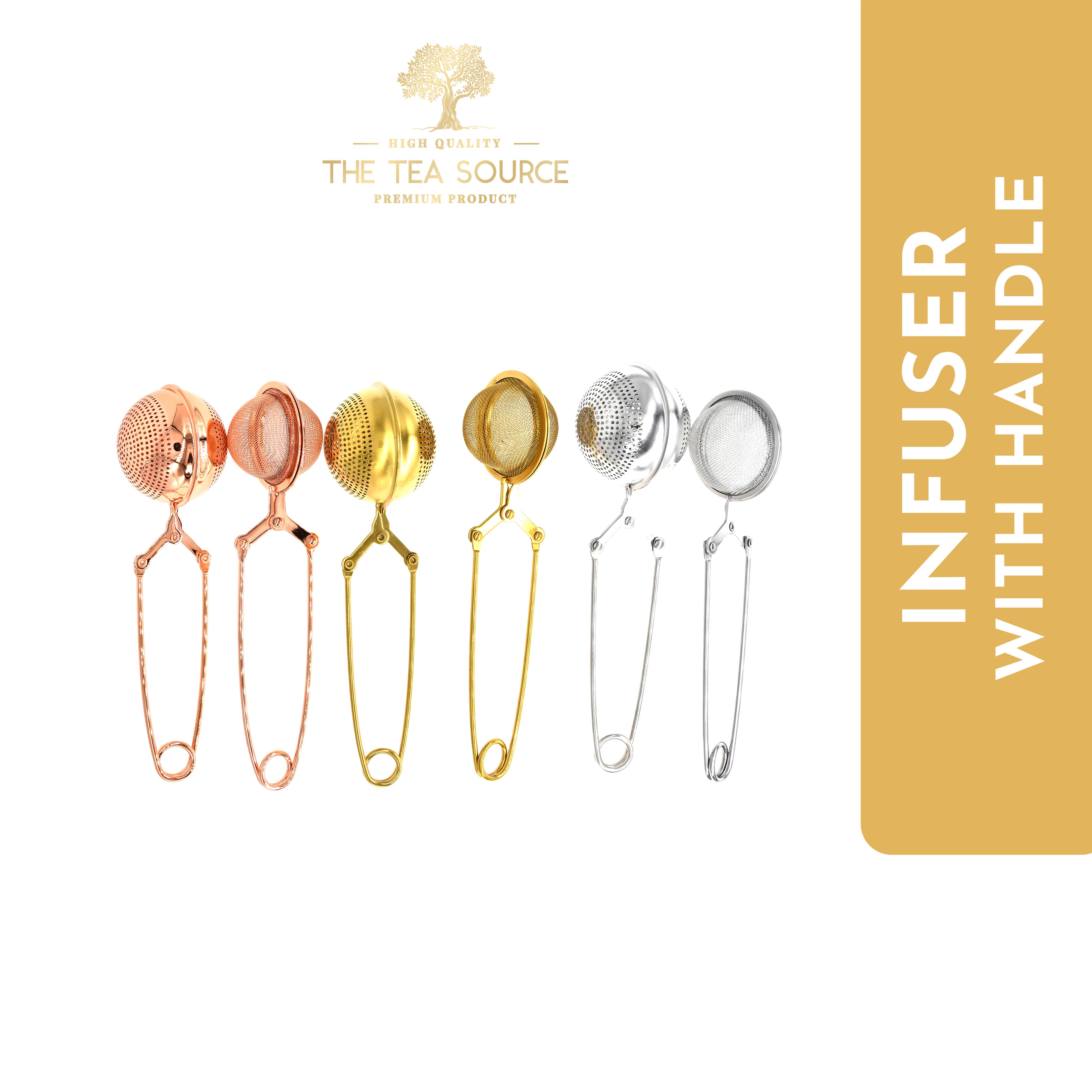 Gold Tea Infuser with Handle | Mesh Type | 304 Stainless Steel – Tea Source